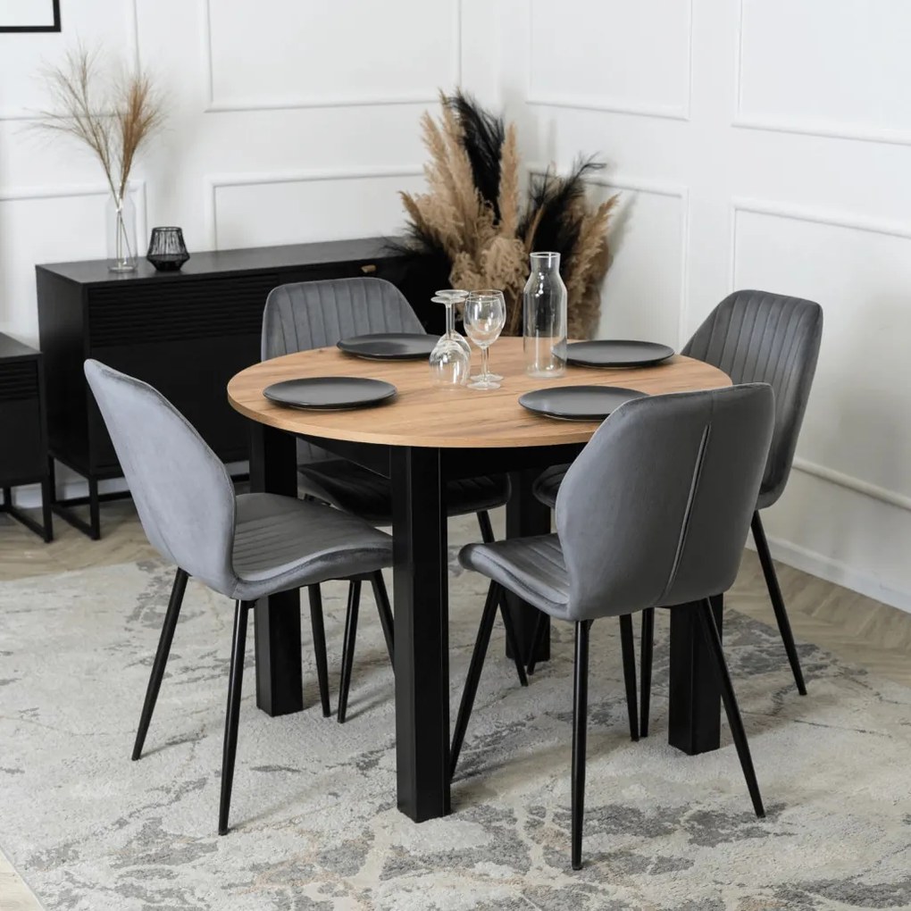Bővíthető étkezőasztal 102–142 cm Craft tölgy / fekete színkombinációban – HARRY