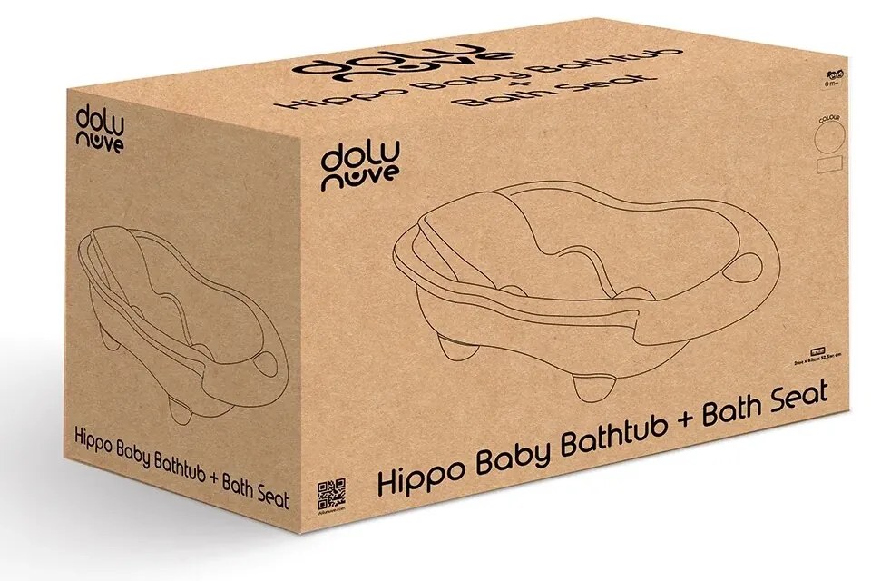 Dolu Hippo gyermek fürdőkád fekvőhellyel, bézs színű, 26 x 84,5 x 50,5 cm