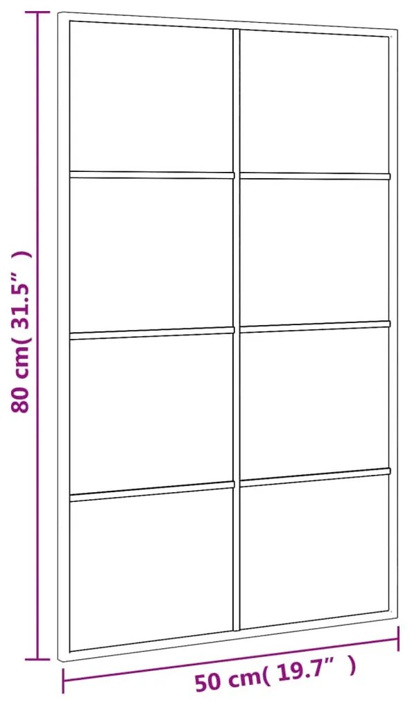 fekete téglalap alakú vas fali tükör 50 x 80 cm