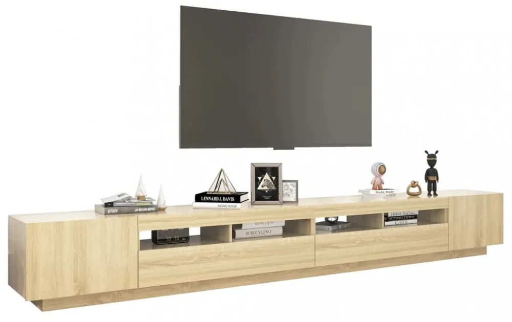 sonoma tölgy színű TV-szekrény LED-lámpákkal 300 x 35 x 40 cm