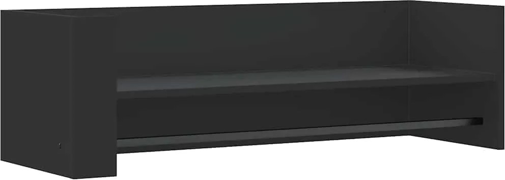 vidaXL fekete szerelt fa fali polc 100x35x30,5 cm
