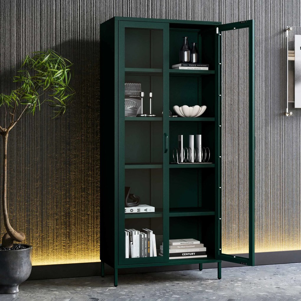 ANGELO vitrin, 800 x 1850 x 450 mm, Modern: palackzöld
