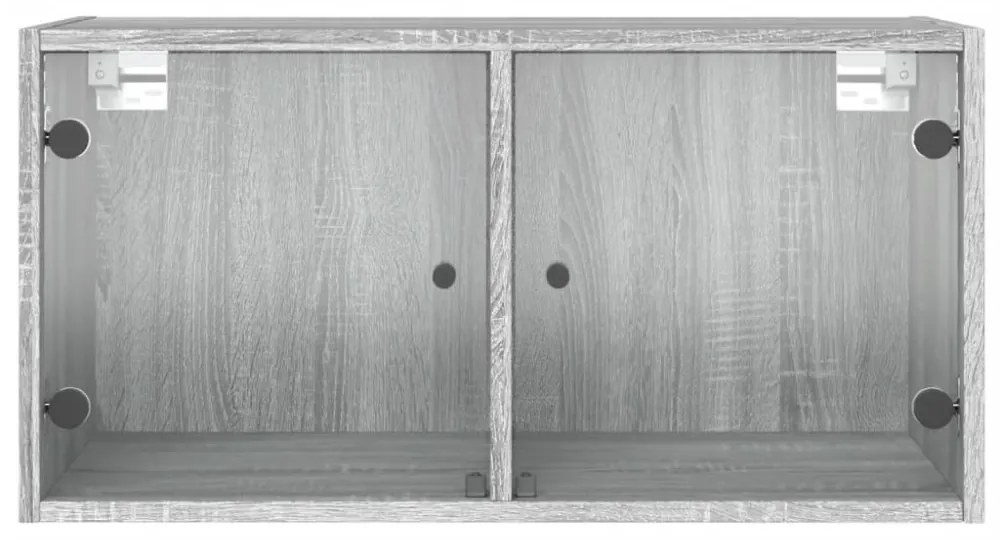 2 db szürke sonoma faliszekrény üvegajtókkal 68,5 x 37 x 35 cm