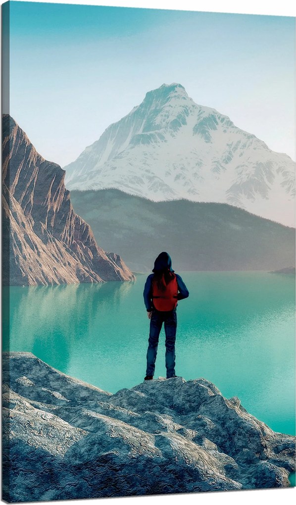 Vászonkép Hegymászás Tó Természet Tájkép 70x120 cm