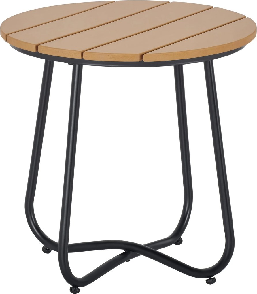 Outsunny Kerek Kerti Asztal - Elegáns Bútor Tartós Állítható Lábakkal - Dekoráció Kerthez, Teraszhoz, Nappalihoz - Acél Barna Ø49 x 48H cm | Aosom