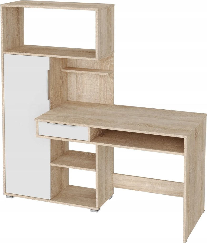 Quadro íróasztal – Téglalap alakú, Fehér Sonoma tölgy, Modern