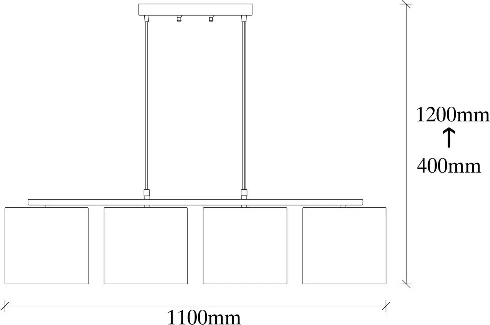 Valiz 4721 fekete-fehér-krém-barna fém és szövet függőlámpa, 110 x 25 cm, 4 izzós