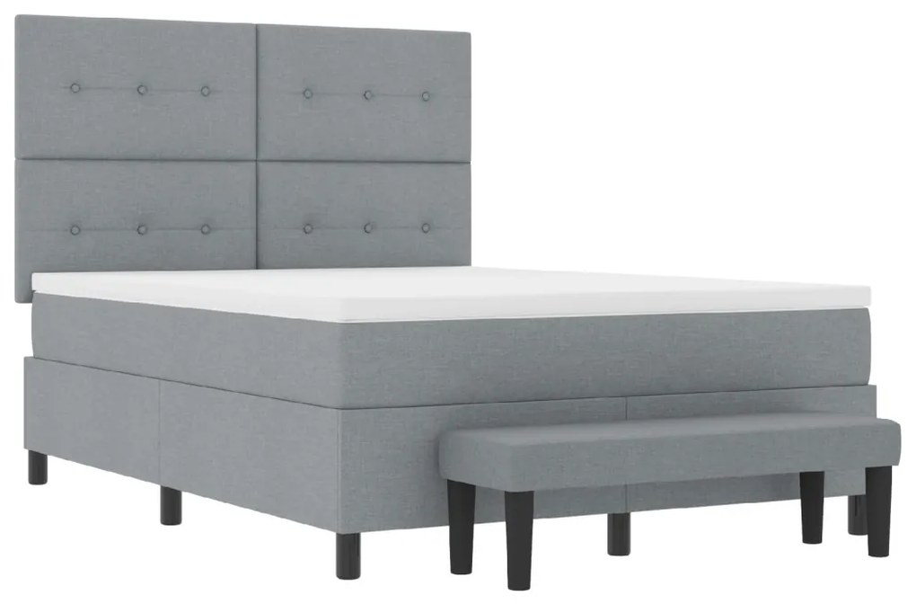 Box Spring Ágy Matrac & Pad Szürke 160x200 cm Szövet