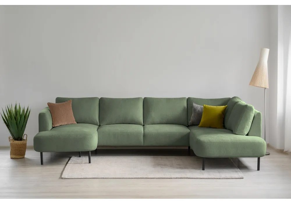 Zöld sarokkanapé (jobb oldali-U alakú) Hero – Scandic