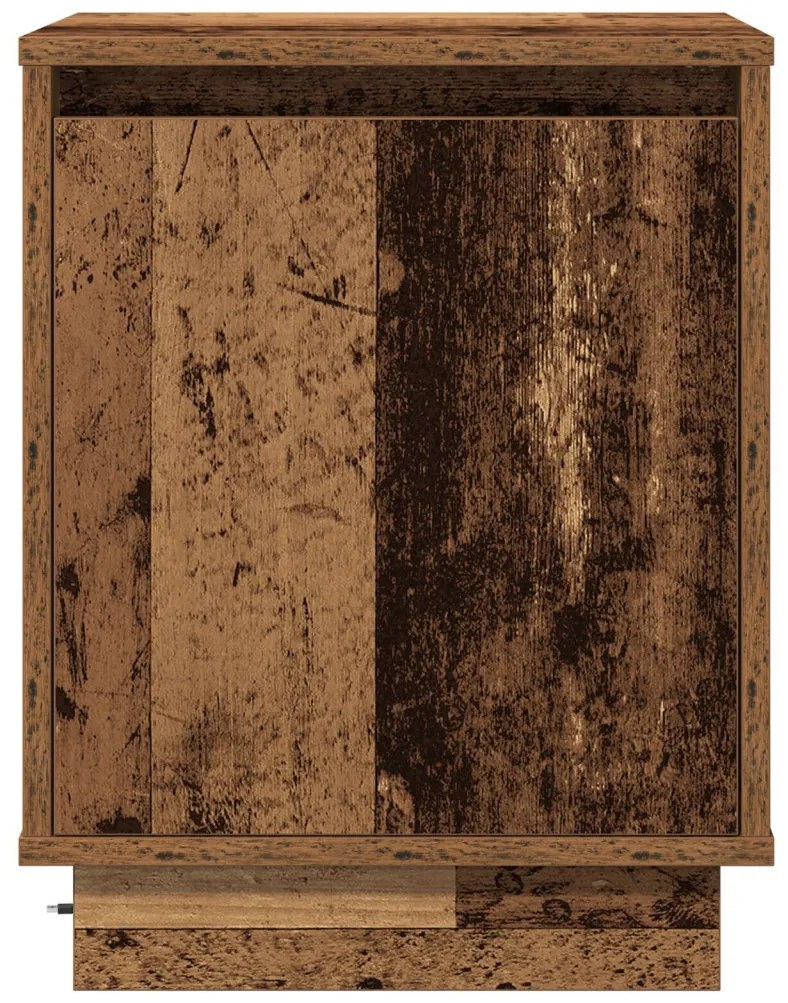 Éjjeli Szekrény LED Lámpákkal Régi Fa 39x34,5x50 cm
