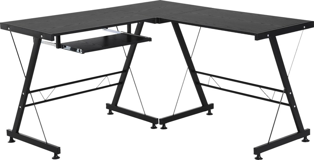 HOMCOM Számítógép Íróasztal Otthoni Irodához - 2 Típusú L-alakú Sarokasztal 130x130x73,5 cm Egyenes Íróasztal Acél Váz | Aosom