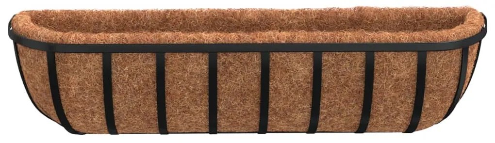 2 db fekete acél fali növénytartó kókusz béléssel 76x21x16 cm
