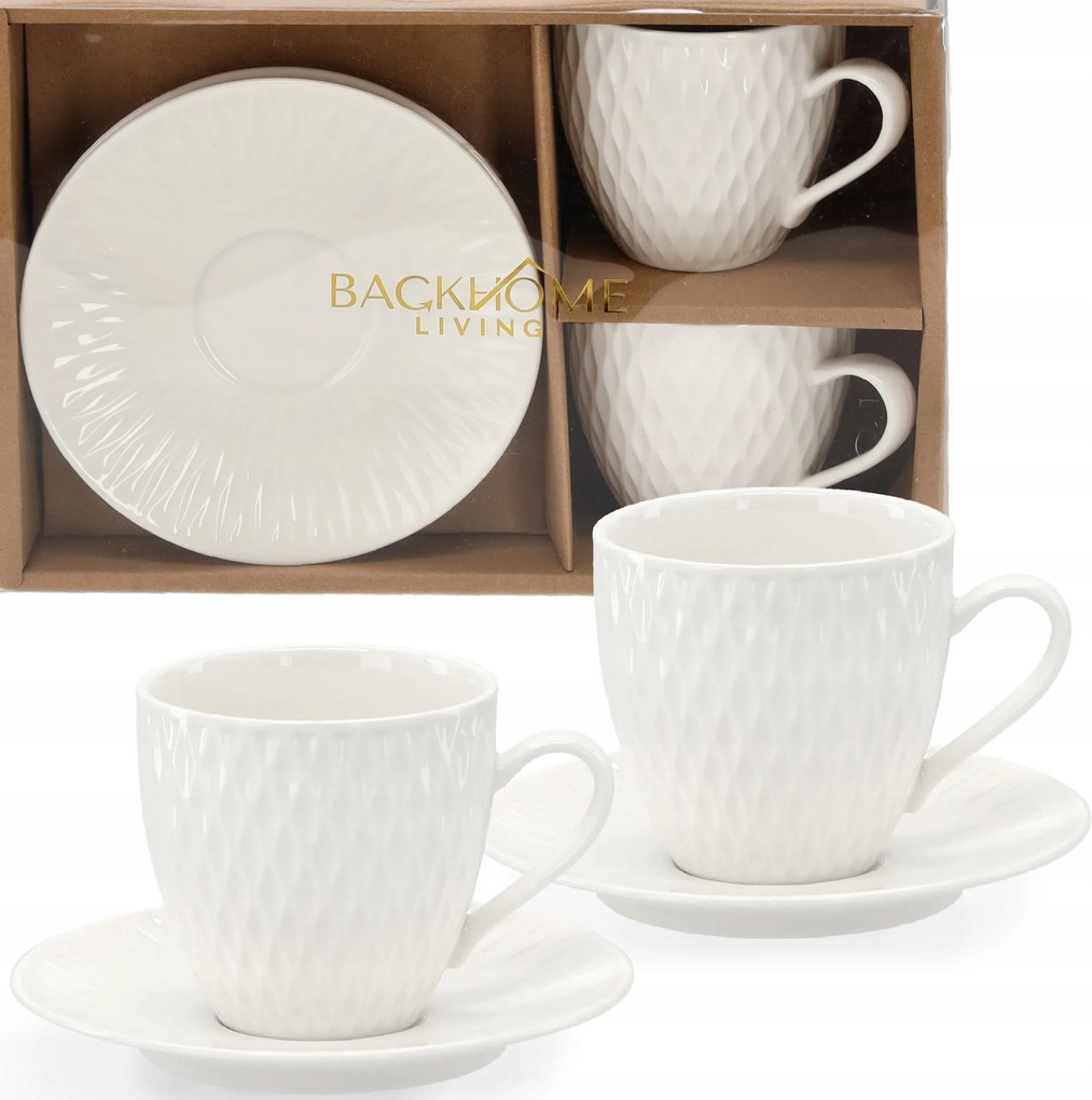 2 Db-os Dombornyomott Csésze Szett 250 Ml-es Csészealjjal Ajándékba