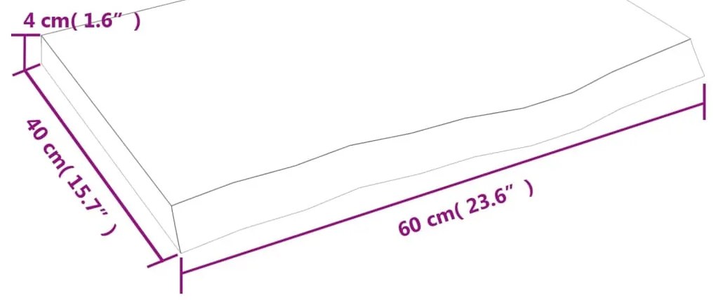 sötétbarna kezelt tömör tölgyfa fali polc 60x40x(2-4) cm