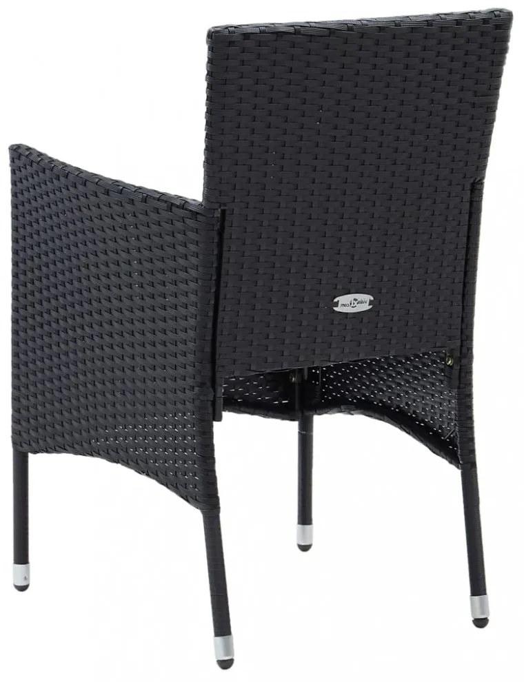 4 db fekete polyrattan kerti étkezőszék