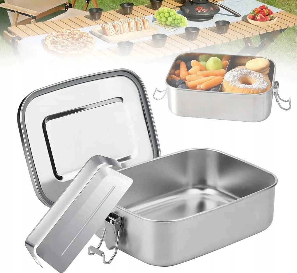 Légmentesen záródó uzsonnás doboz iskolai csatokkal Rozsdamentes Acél Új