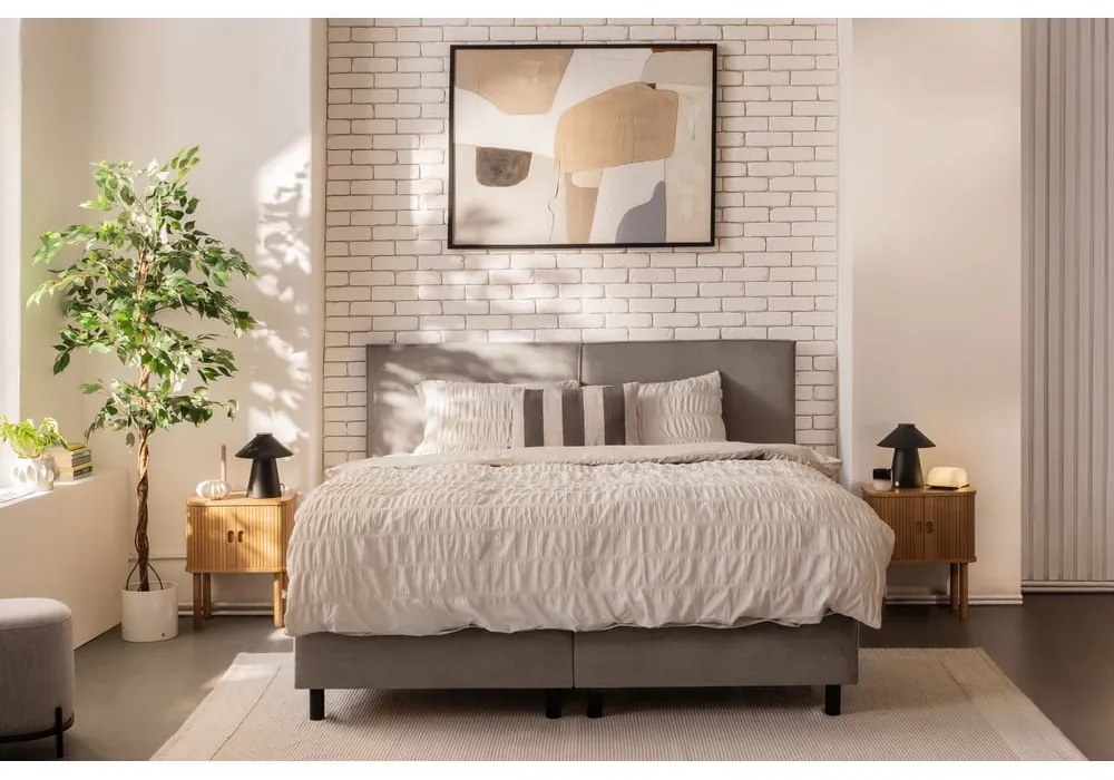Szürkésbarna ágyneműtartós boxspring ágy 160x200 cm Elva Bold – Bonami Selection