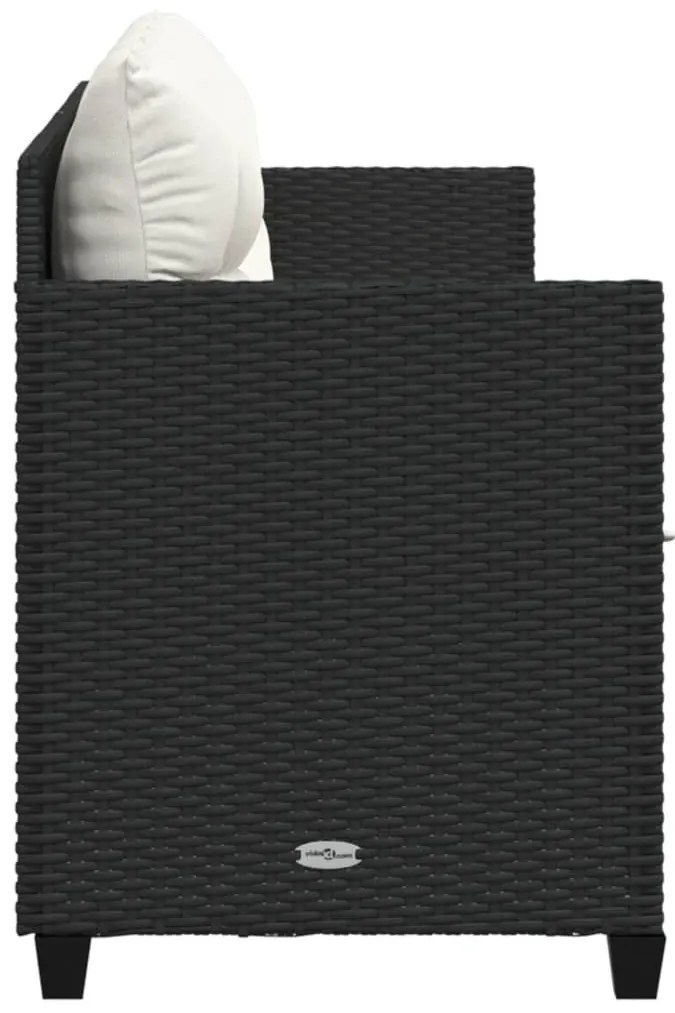 Fekete polyrattan napozóágy párnával