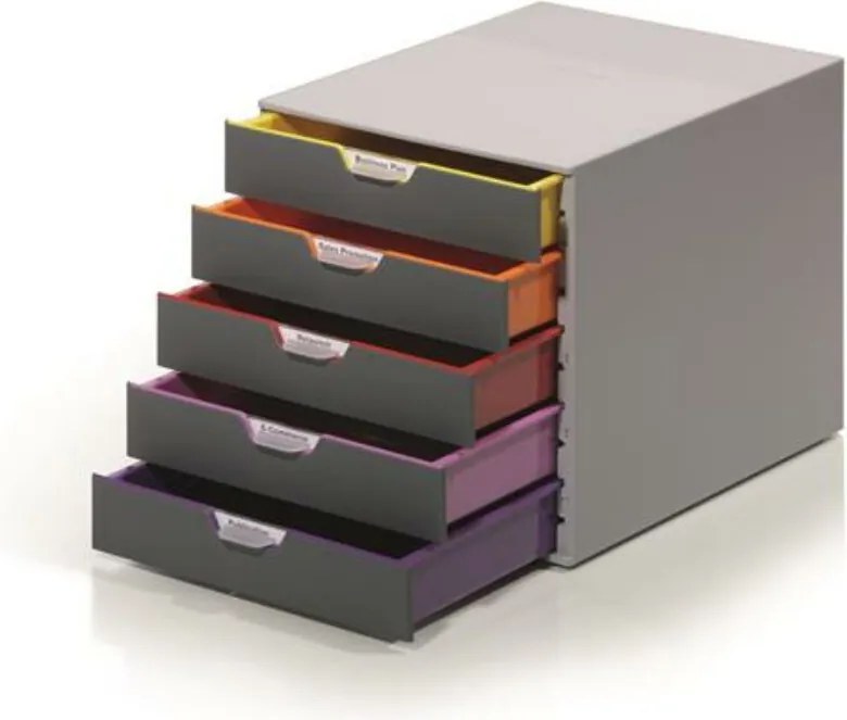 Irattároló, műanyag, 5 fiókos, DURABLE VARICOLOR® 5, szürke (DB760527)