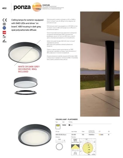 Redo 90156 - LED Kültéri mennyezeti lámpa PONZA LED/18W/230V átm. 30 cm IP65