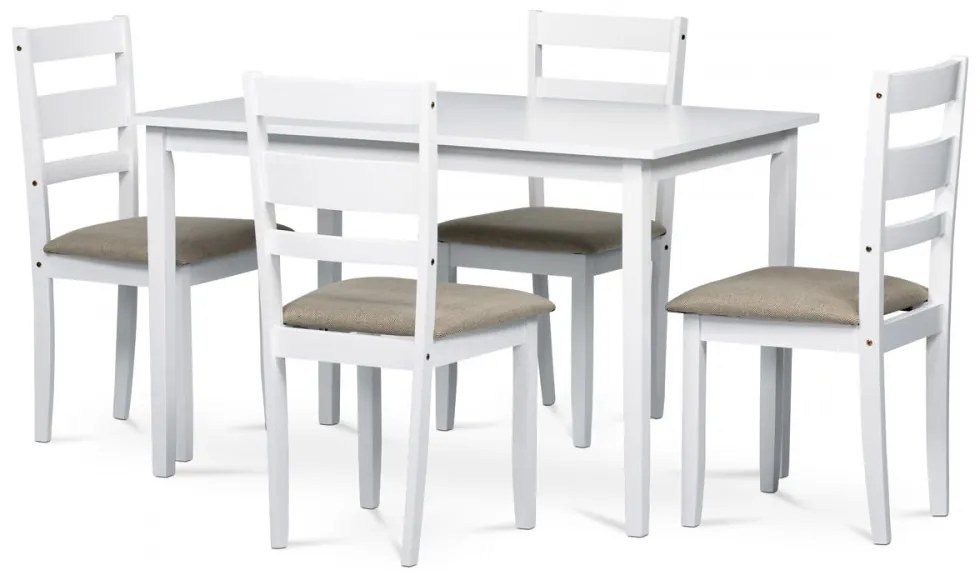 Set de masă modern pentru 4 persoane în alb mat. Dimensiunea mesei: 120x75x75 cm. AUT-6070