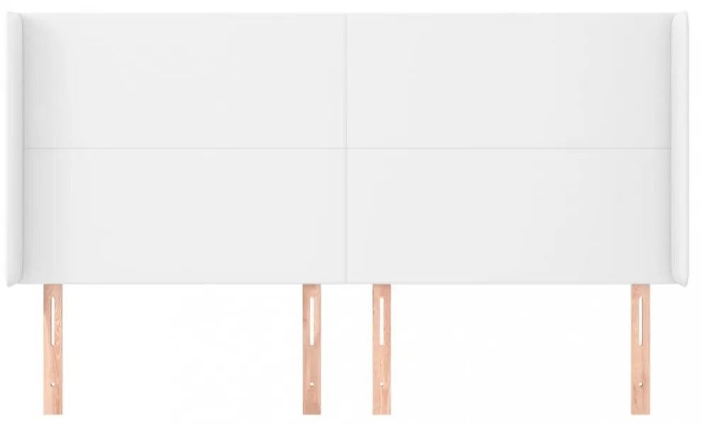 fehér műbőr fejtámla szárnyakkal 203x23x118/128 cm