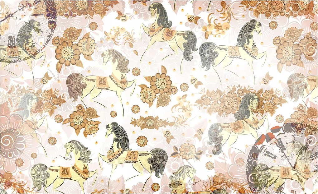 Flizelin fotótapéta Lovak virágokkal elegancia a hálószobába 250x175 +ragasztó