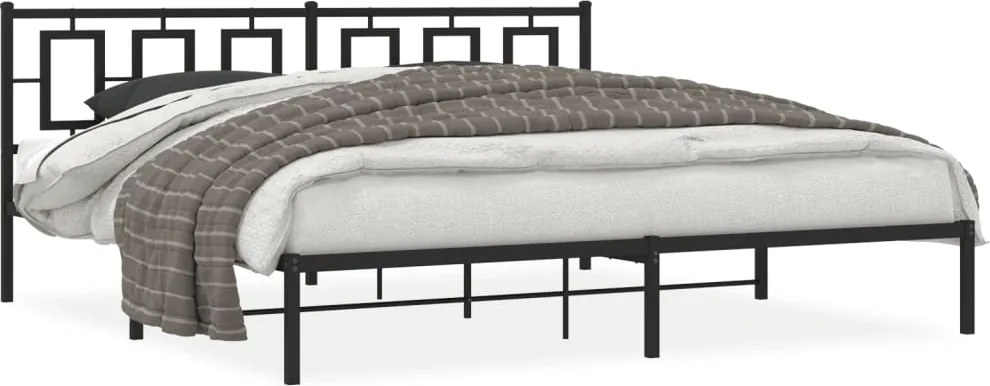 vidaXL fekete fém ágykeret fejtámlával 193 x 203 cm