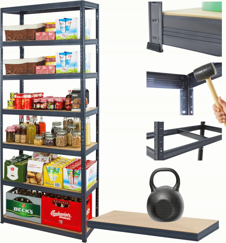 Tárolószekrény fém állvány Helios 270x110x45cm 7Px175kg 300TYS Komb