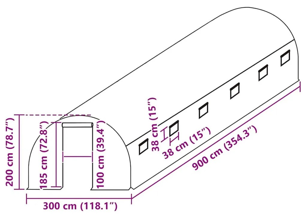 átlátszó melegház pótponyva (27 m²) 3 x 9 x 2 m
