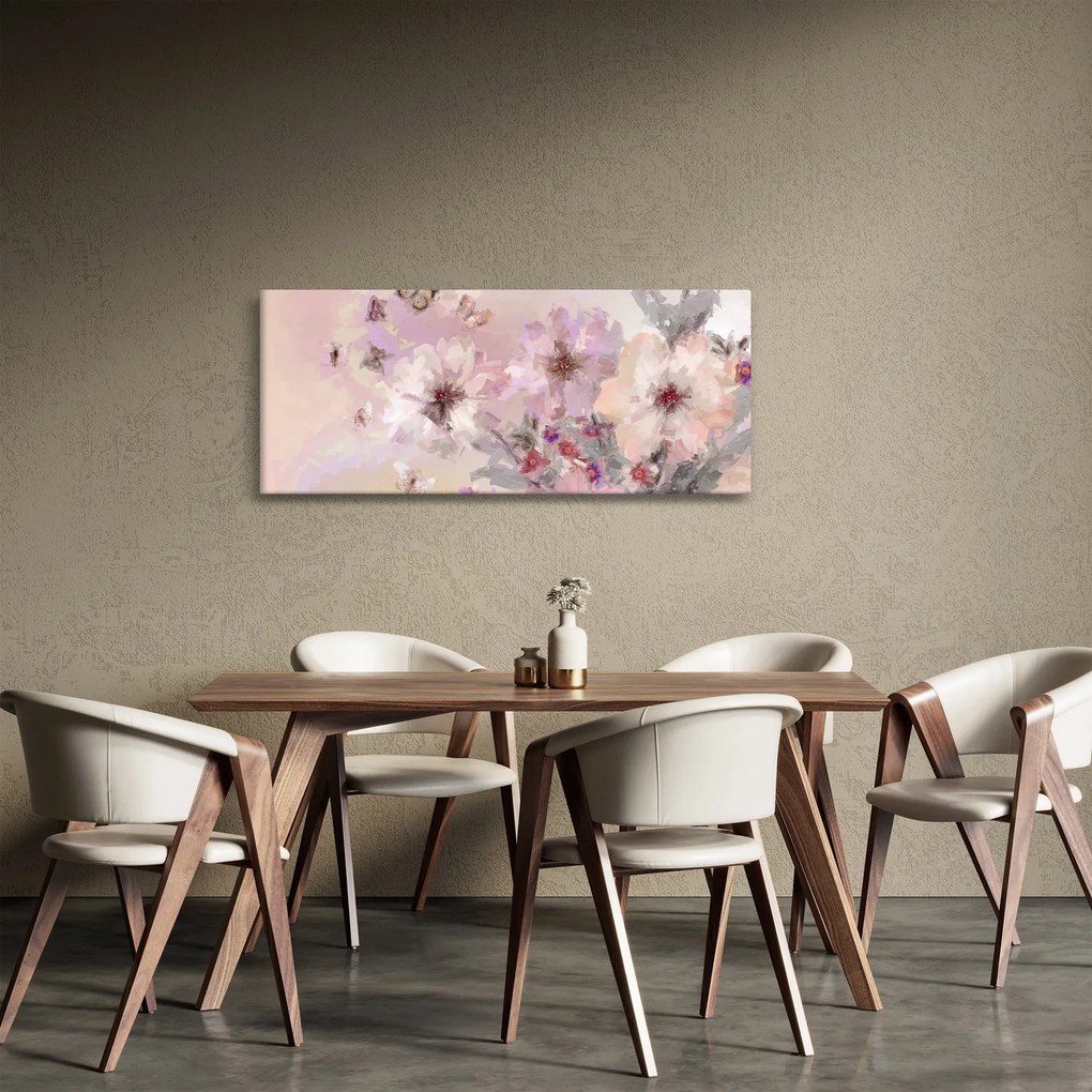 Kép - Művészeti kollázs pillangókkal (120x50 cm)