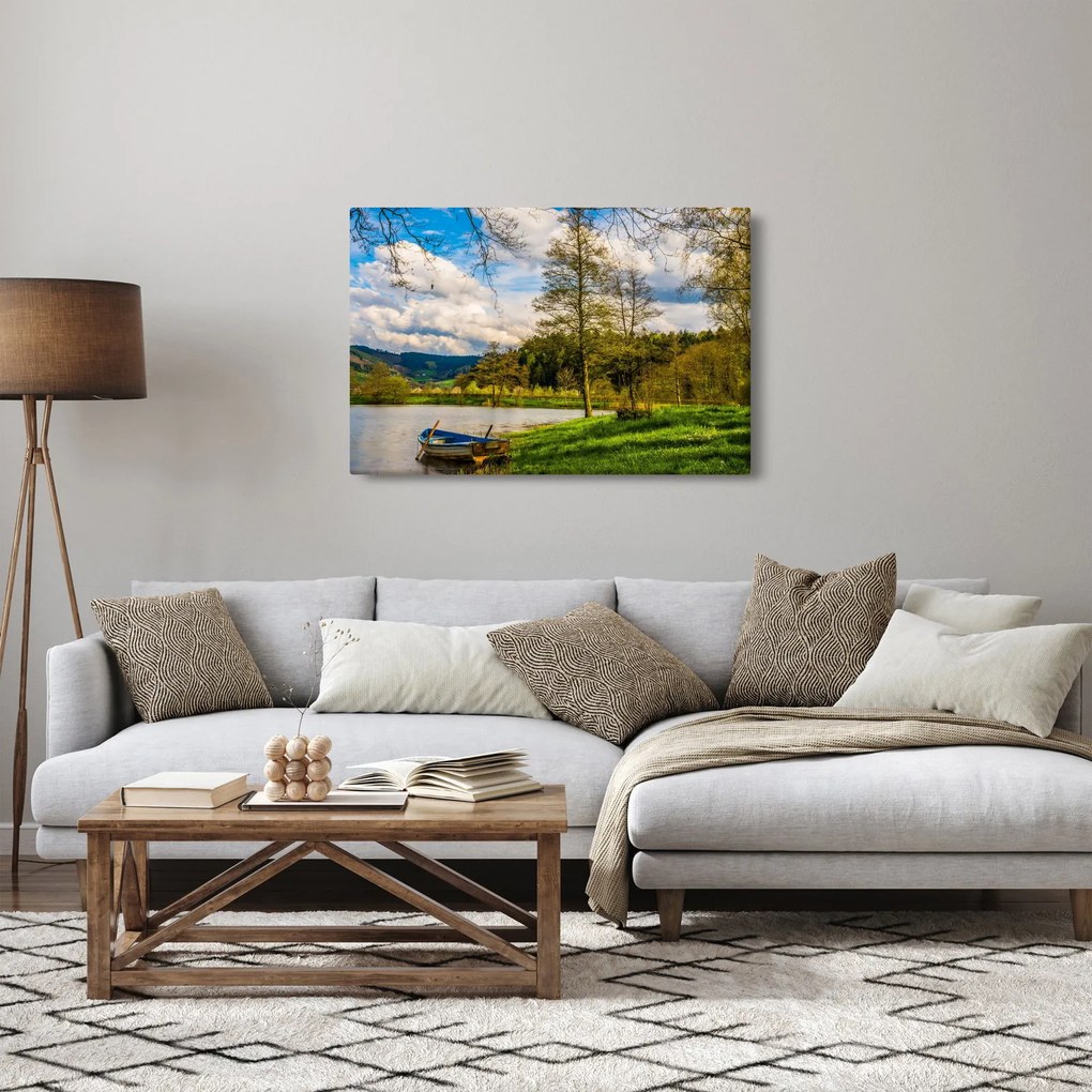 Egy csónak képe a tó mellett (90x60 cm)