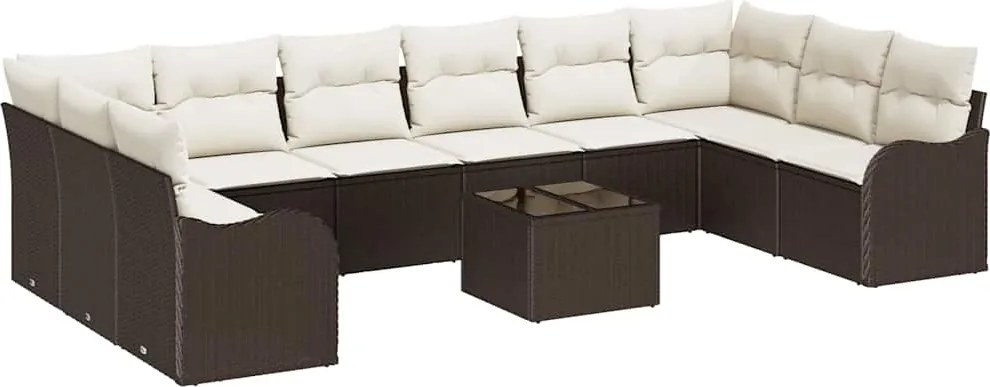 vidaXL Kerti Kanapé Szett Barna polirattan