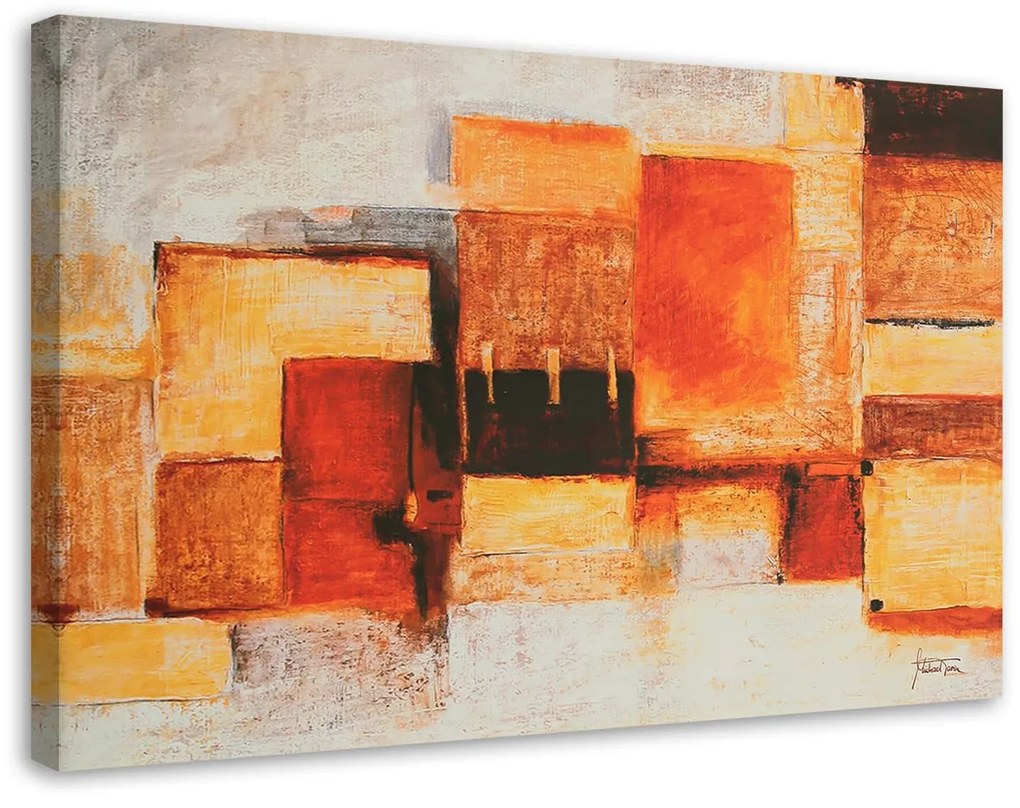 Gario Vászonkép Geometrikus absztrakció meleg színekben Méret: 120 x 80 cm