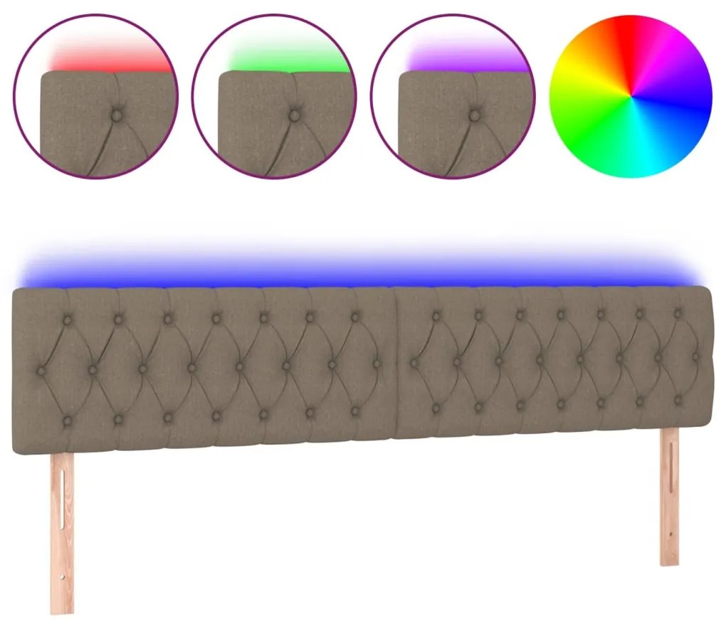 tópszínű szövet LED-es fejtámla 180x7x78/88 cm