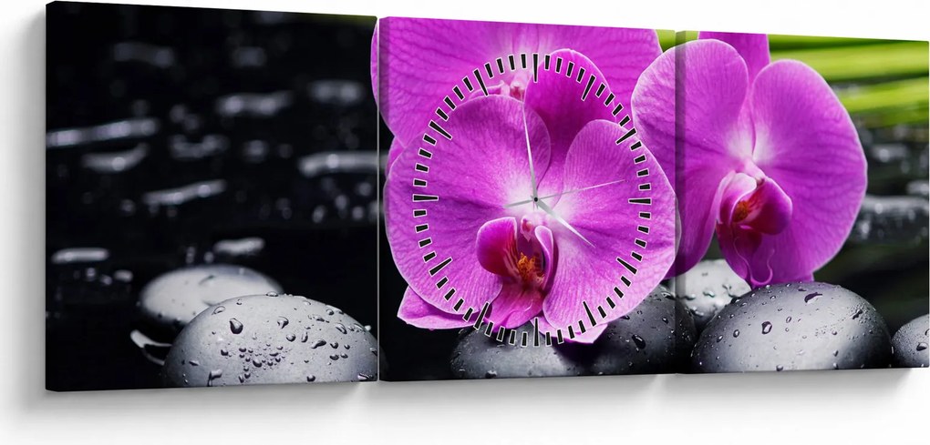Kép - Orchideák (órával) (90x30 cm)