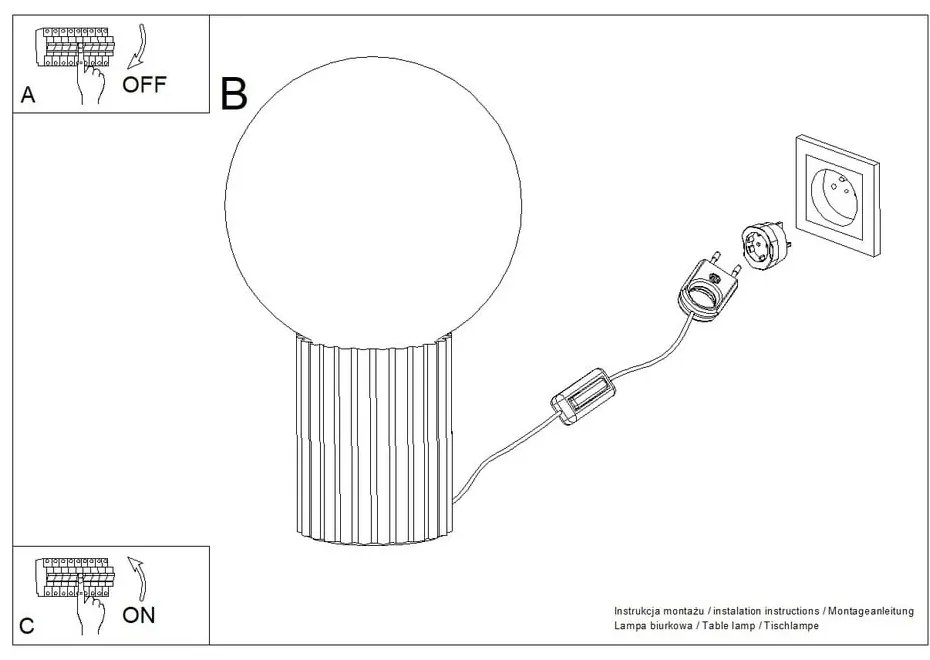 Sötétkék asztali lámpa üveg búrával (magasság 19 cm) Orbital – Sollux