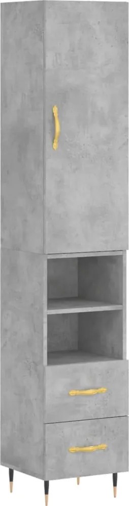 vidaXL betonszürke szerelt fa magasszekrény 34,5x34x180 cm