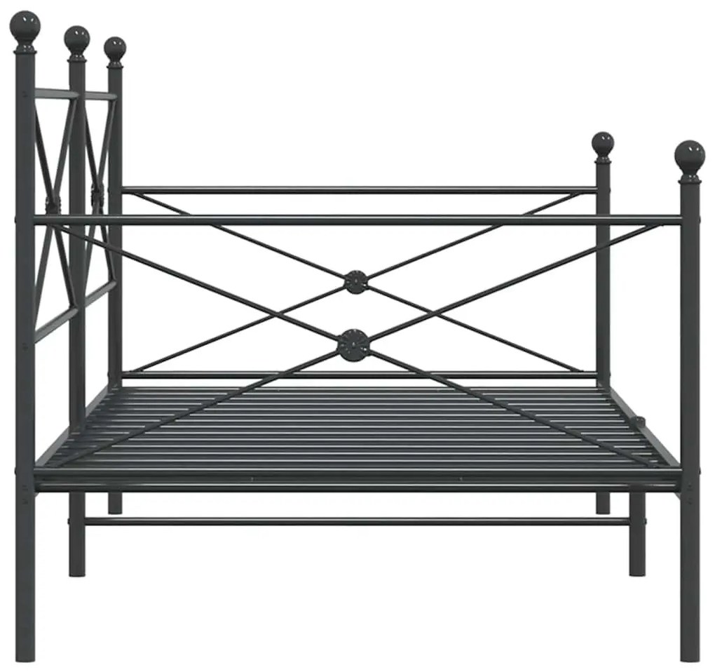 kanapéágy matrac nélkül fekete 100x200 cm acél