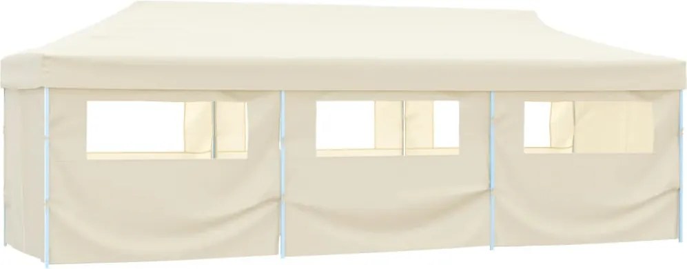 vidaXL krémszínű összecsukható rendezvénysátor 8 oldalfallal 870x291x315 cm