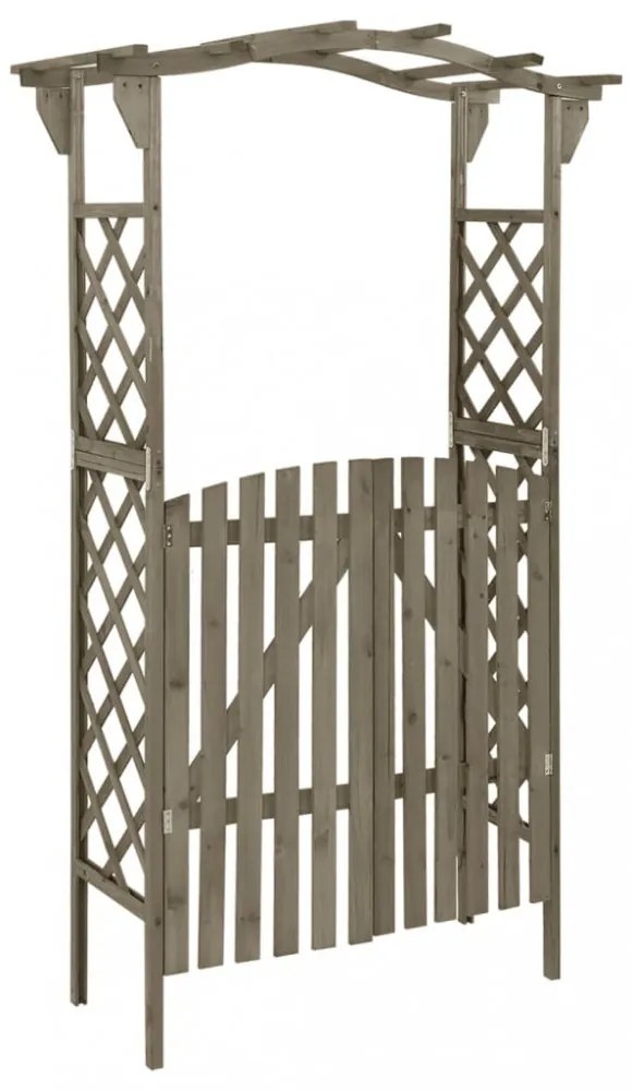 szürke tömör fenyőfa pergola kapuval 116 x 40 x 204 cm