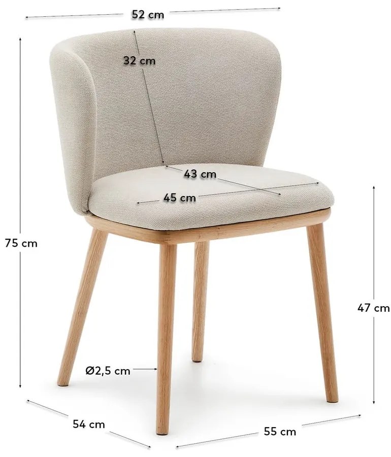 Bézs kárpitozott étkezőfotel Ciselia – Kave Home