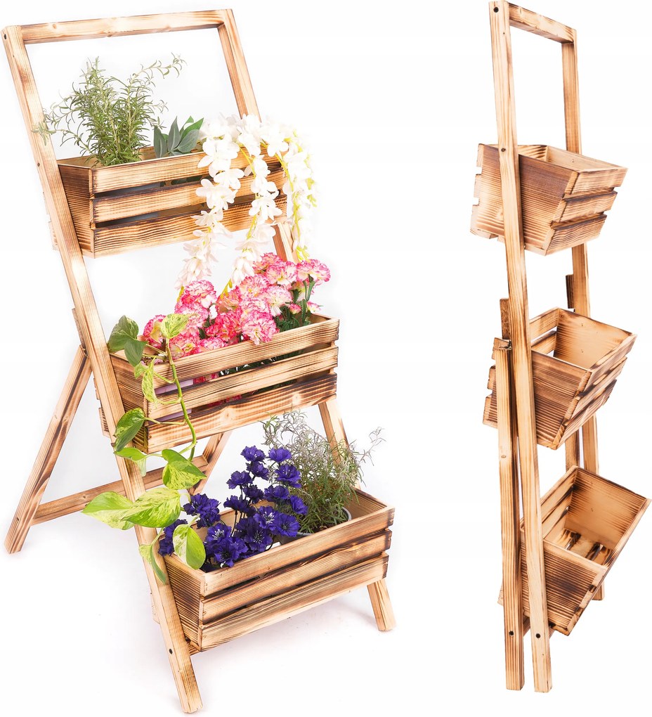 Virágállvány Fa Virágtartó Létra Kerti Álló Kültéri Teraszra