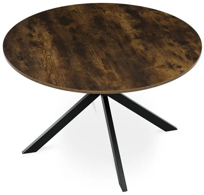 Masă rotundă de dining, culoare stejar vechi. Dimensiuni: 120x75 cm. Blat din MDF, cadru metalic