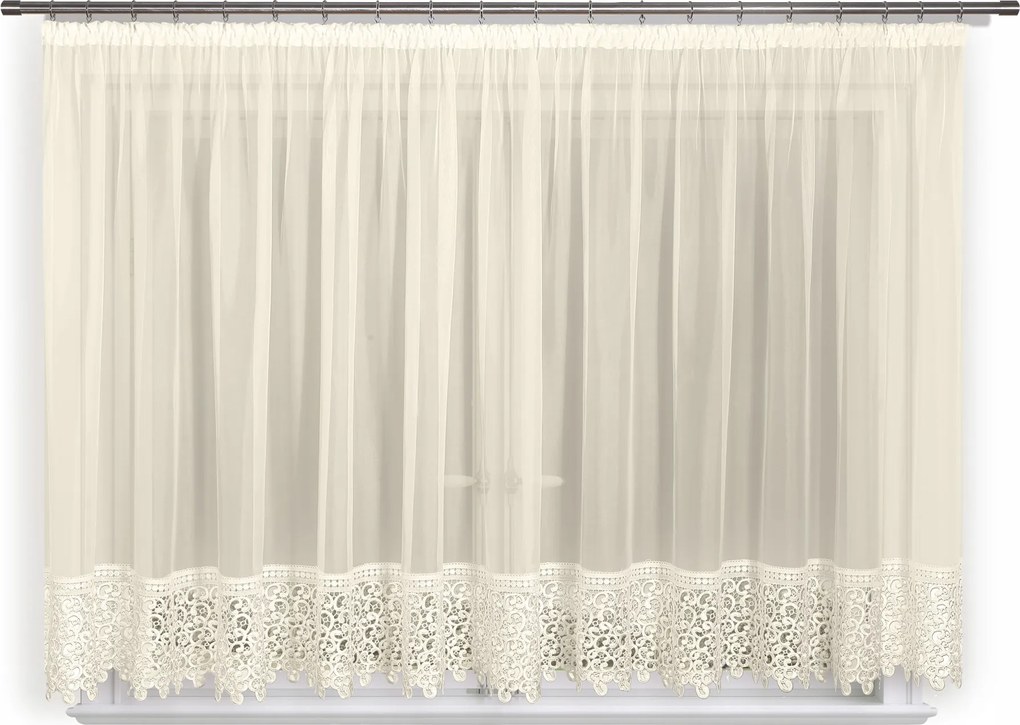 Készfüggöny 400x140, egyenes, ekrü, gipiura 30 cm