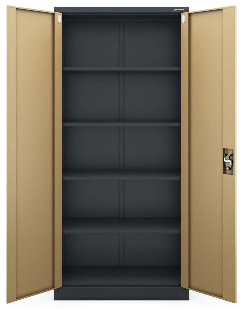 Fém iratszekrény JAN H, 900 x 1950 x 400 mm, Eco Design: antracit/ dió