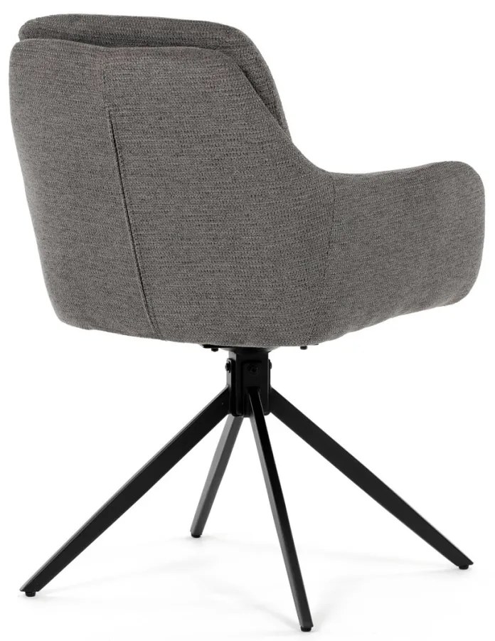 Scaun de sufragerie pivotant, mecanism rotativ la 180°, țesătură impermeabilă de culoarea trufei, structură metalică neagră