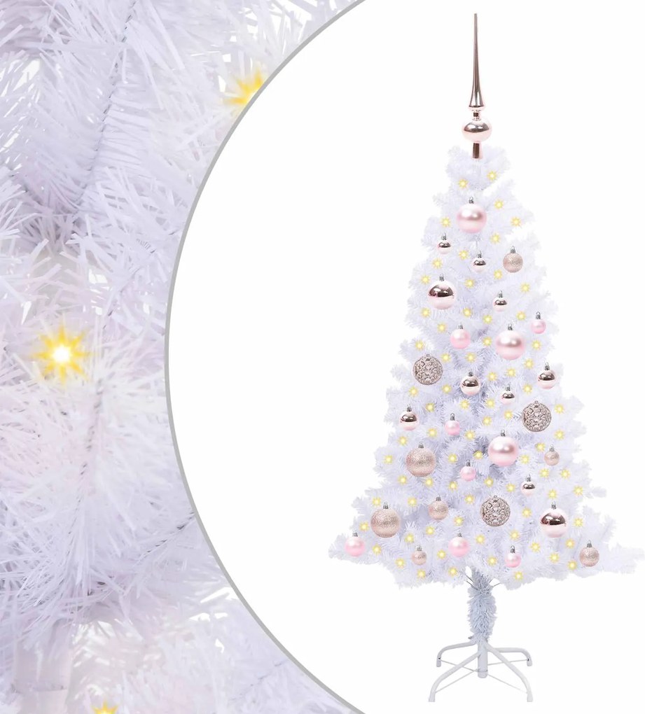 vidaXL Mű karácsonyfa 150 LED-del állvánnyal Fehér 120 cm PVC és Acél