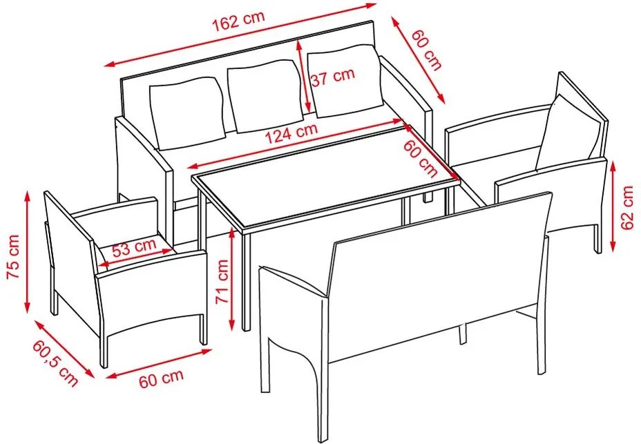 BRIXEN Kerti rattan garnitúra - Barna