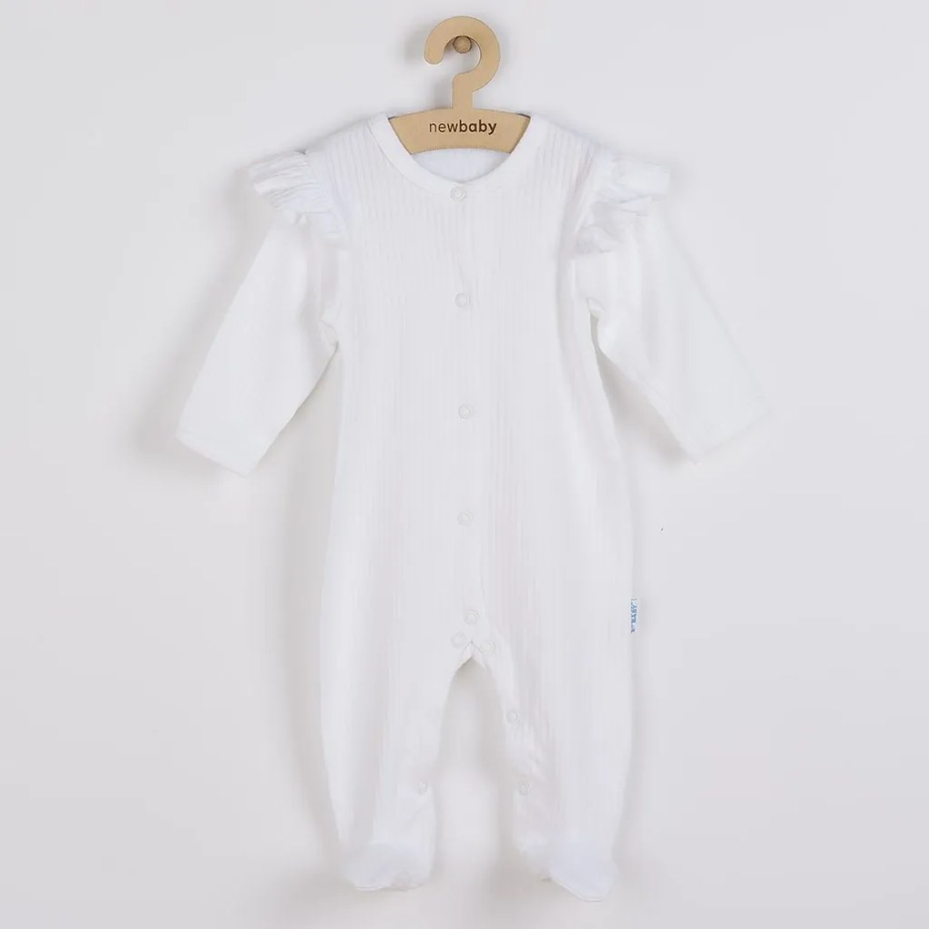 Baba pamut kezeslábas New Baby Practical fehér lány, vel. 80 (9-12 h)